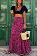 Priyavil Smocked Waist Printed Maxi Ruffle Swing Skirt