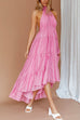 Priyavil Halter Backless Ruffle Tiered Flowy Maxi Beach Dress