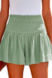 Priyavil Elastic Smocked Waist Wide Leg Solid Shorts