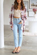Priyavil Curve Hem Color Block Plaid Shacket Jacket
