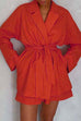 Priyavil V Neck Cami Top Long Sleeve Blazer Wide Leg Shorts 3 pieces Set