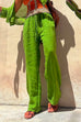 Drawstring Waist Wide Leg Flowy Cotton Linen Pants
