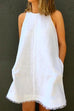 Priyavil Raw Hem Pockets Sleeveless Cotton Linen A-line Dress