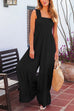 Priyavil Wide Straps Smocked High Waist Ruffle Wide Leg Jumpsuit