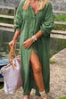 Priyavil Oversized Button Up Cotton Linen Maxi Shirt Dress