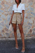 Priyavil Short Sleeves One Button Cropped Blazer Top