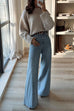 Distressed High Waist Flare Wide Leg Jeans