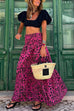 Priyavil Smocked Waist Printed Maxi Ruffle Swing Skirt