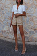 Priyavil Short Sleeves One Button Cropped Blazer Top