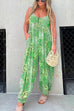 Priyavil Buttons V Neck High Waist Printed Cami Jumpsuit