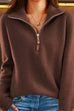 Priyavil Half Zipper Up Ribbed Knit Pullover Sweater