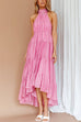 Priyavil Halter Backless Ruffle Tiered Flowy Maxi Beach Dress