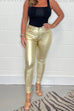 Priyavil High Waist Metallic Faux Leather Skinny Pants