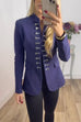 Chicest Stand Collar Double Breasted Blazer Jacket