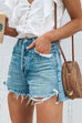 Priyavil Street Style Raw Hem Ripped Shorts with Pockets