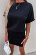 Priyavil Crewneck Short Sleeve Waisted Solid Mini Dress
