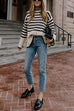 Priyavil Striped Tuetleneck Side Split Pullover Sweater