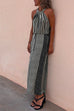 Priyavil Halter Sleeveless Waisted Striped Maxi Dress
