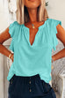 Priyavil V Neck Solid Ruffle T-shirt