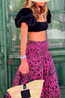 Priyavil Smocked Waist Printed Maxi Ruffle Swing Skirt