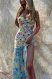 Priyavil Strapless Asymmetric Hem Floral Print Bodycon Midi Dress