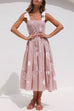 Priyavil Bow Knot Shoulder Smocked Ruffle Tiered Printed Dress