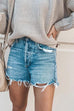 Priyavil Street Style Raw Hem Ripped Shorts with Pockets