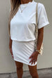 Priyavil Crewneck Short Sleeve Waisted Solid Mini Dress