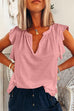 Priyavil V Neck Solid Ruffle T-shirt