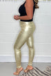 Priyavil High Waist Metallic Faux Leather Skinny Pants