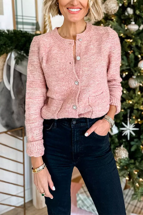 Crewneck Button Down Pocketed Cozy Sweater