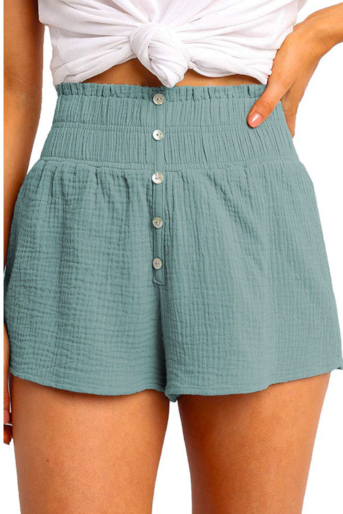 Priyavil Buttons Frilled High Waist Solid Shorts