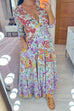 Priyavil Deep V Neck High Waist Pockets Floral Maxi Swing Dress