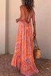 Priyavil Halter Backless Printed Maxi Ruffle Swing Dress