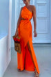 One Shoulder Cut Out Waist Sunset Hour Perfect Maxi Dress