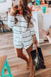 Priyavil off Shoulder Tie Waist Striped Romper