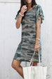 Priyavil Bubble Sleeves Camo Dress