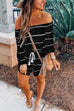 Priyavil off Shoulder Tie Waist Striped Romper