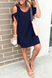 Priyavil V Neck Cold Shoulder Short Sleeve Dress