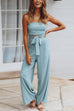 Priyavil Solid Off Shoulder Sleeveless Tie Waist Jumpsuit