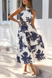 Priyavil Stylish Halter Sleeveless Printed Swing Dress