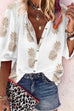 Priyavil V Neck Button Down Pineapple Printed Blouses