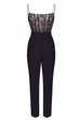 Priyavil Solid Lace Splice Straight Leg Cami Jumpsuit