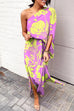 Priyavil Casual One Shoulder Side Split Printed Dress