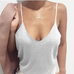 Priyavil Solid Deep V Neck Slim Fit Cami Top