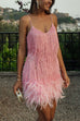 Priyavil Tassel Feather Splice Party Cami Dress