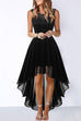 Priyavil Crewneck Sleeveless Lace Splice Swing Chiffon Dress