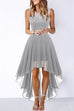 Priyavil Crewneck Sleeveless Lace Splice Swing Chiffon Dress