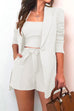 Priyavil Square Collar Top and One Button Cardigans Tie Waist Shorts Three Pieces