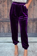 Priyavil Elastic Waist Velvet Joggers Pants with Pockets